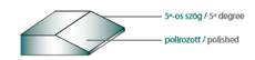 Fazettázás (az üveg egyenes oldalainak szögbecsiszolása, 5 mm-től 50 mm szélességben, 4-25 fokig, ez lehet egyenes illetve íves kialakításban is.)